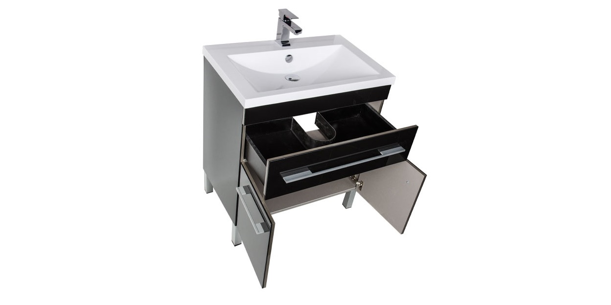 Комплект мебели Aquanet Верона 75 черный (напольный 1 ящик 2 дверцы) 00182947 - Вид №4