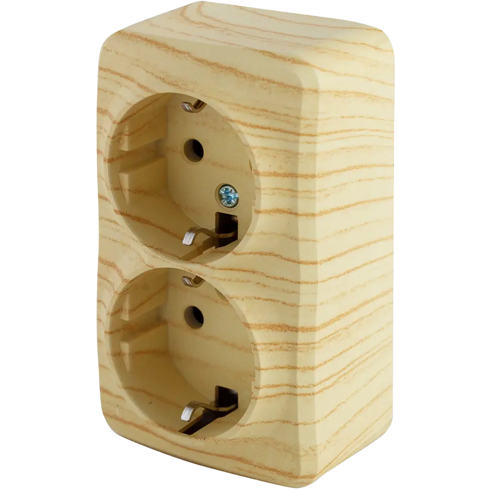 Розетка двойная накладная Lexman First с заземлением, цвет дуб белый STLM-2143572 - Вид №1