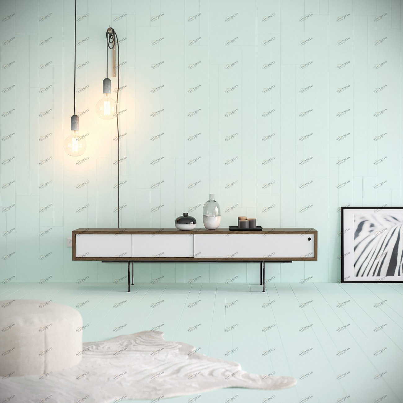 Тумба под телевизор с двумя ящиками 43х180 см белая Long New BRAGIN DESIGN TUBE 00-3862370 Белый