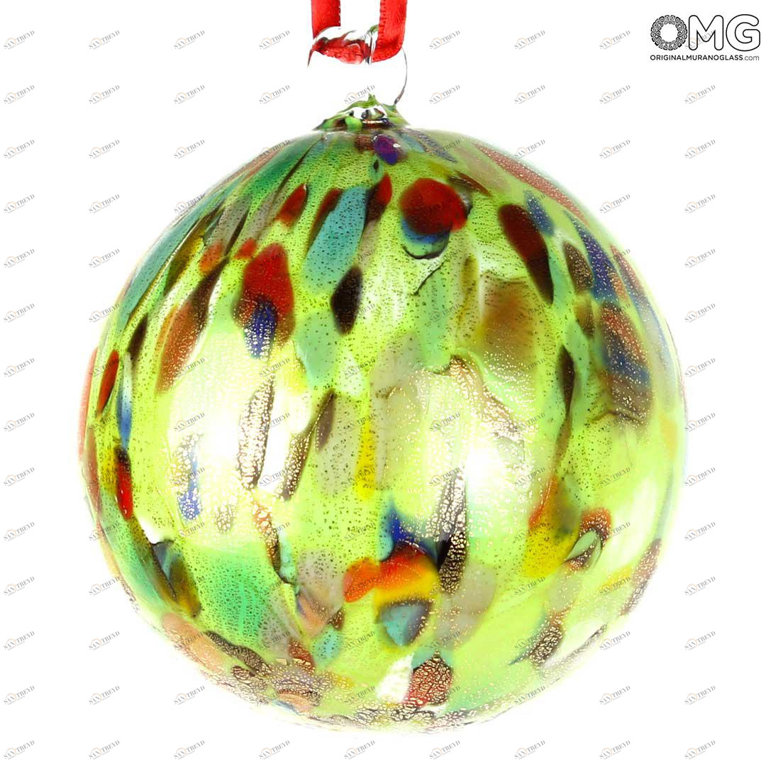 1954 ORIGINALMURANOGLASS Лимонно-жёлтый Ёлочный шар в крапинку Dot Fantasy - муранское стекло OMG  см 