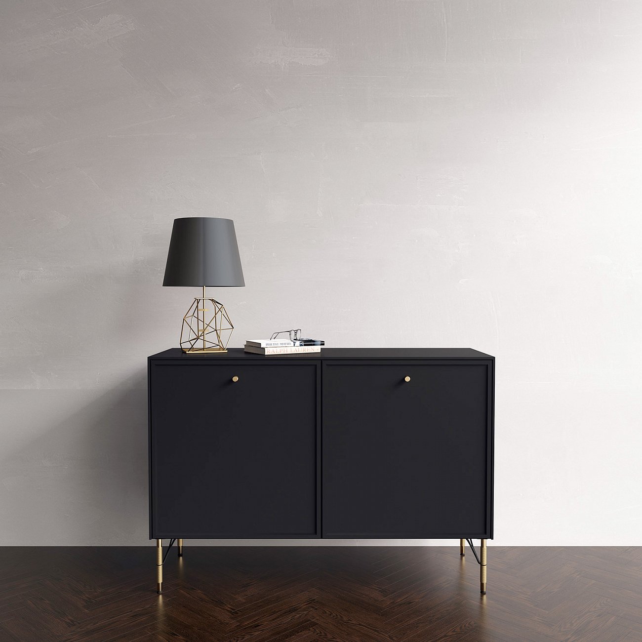 Комод длинный с металлическими ножками черный Moon BRAGIN DESIGN ДИЗАЙНЕРСКИЕ, MOON 00-3862424 Черный  - Вид №1