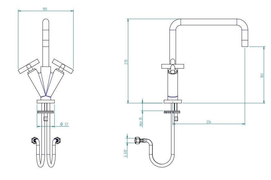 Смеситель для раковины с одним отверстием и отдельными розетками Zazzeri Da-Da ARCH-00064006 - Вид №3
