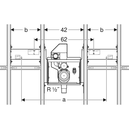 GEBERIT 461.482.00.1 Комплект Geberit GIS для раковины Geberit ONE с внутристенным поворотным сифоном, с внутристенным Clou  - Вид №2
