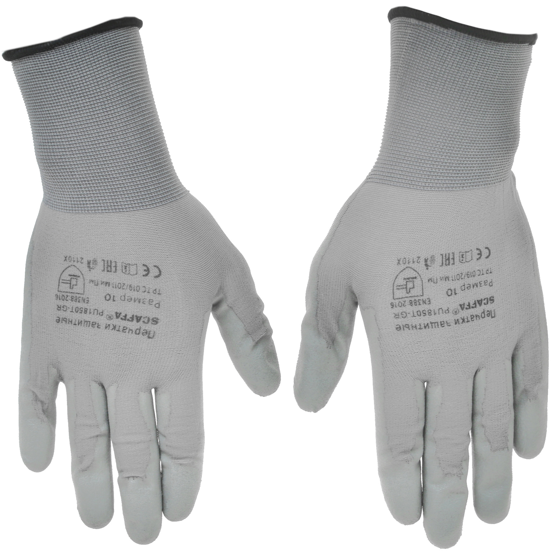 Перчатки трикотажные Scaffa PU1850T-GR-10 4811063 STDN-0118033