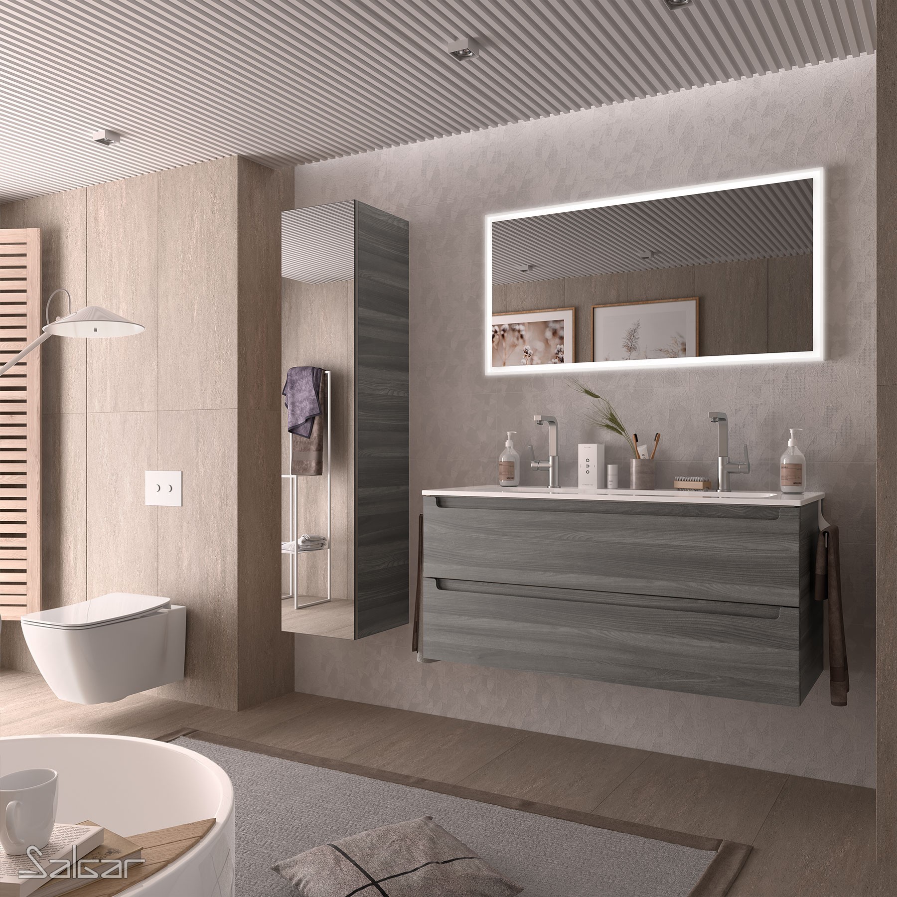 23450 SALGAR Мебель под умывальник MONTERREY 1200 2 металлических ящика ALSACIA 1197 x 540 x 450 мм Эльзасия 