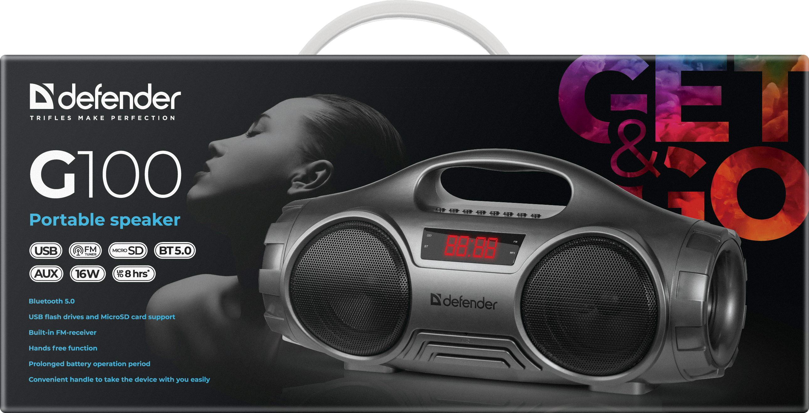 65689 портативная акустика g100 16вт, bt/fm/sd/usb Defender Santreyd  - Вид №4