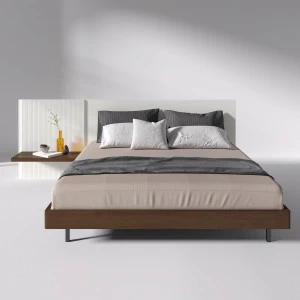 Кровать двуспальная 180х200 с навесной полкой тонированный дуб с белым Mark BRAGIN DESIGN ДИЗАЙНЕРСКИЕ 00-3879389 Белый;коричневый