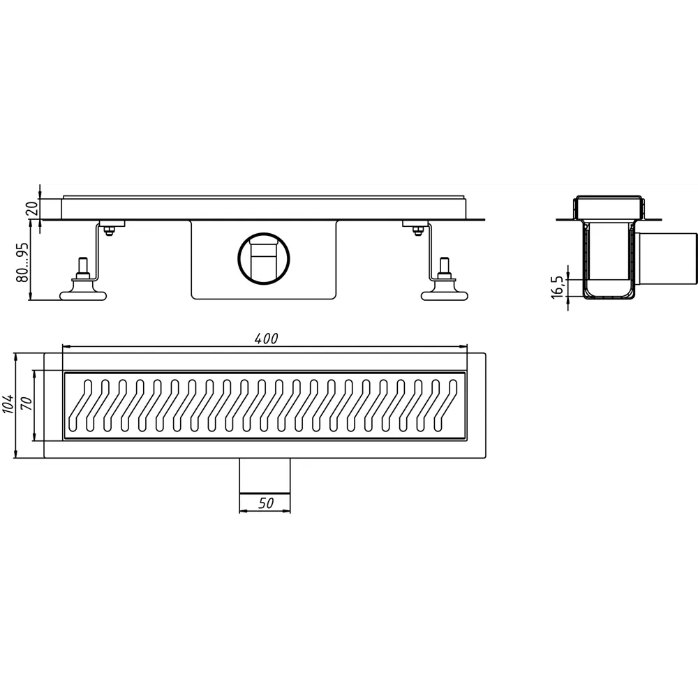 Душевой трап VIDAGE с гидрозатвором для скрытого монтажа 40×70 см 82507956 STLM-0028876 - Вид №5
