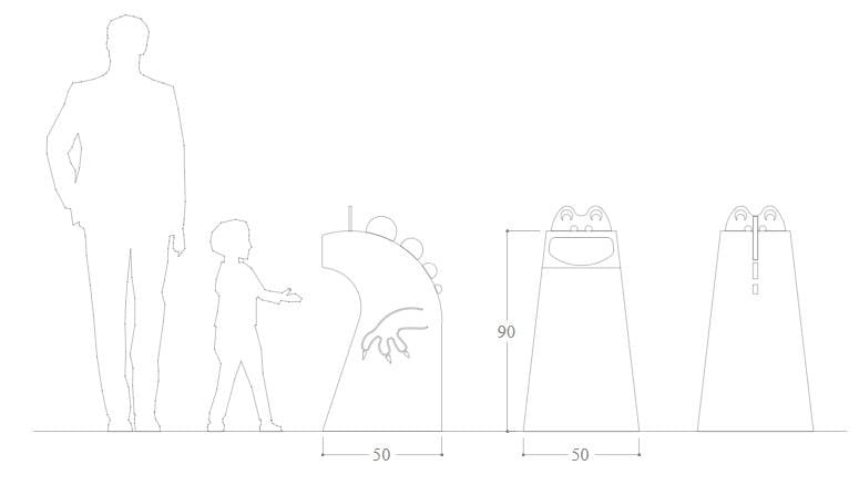 Корзина для мусора из оцинкованной стали DIMCAR MAURO IL DINOSAURO ARCH-00029644 - Вид №2