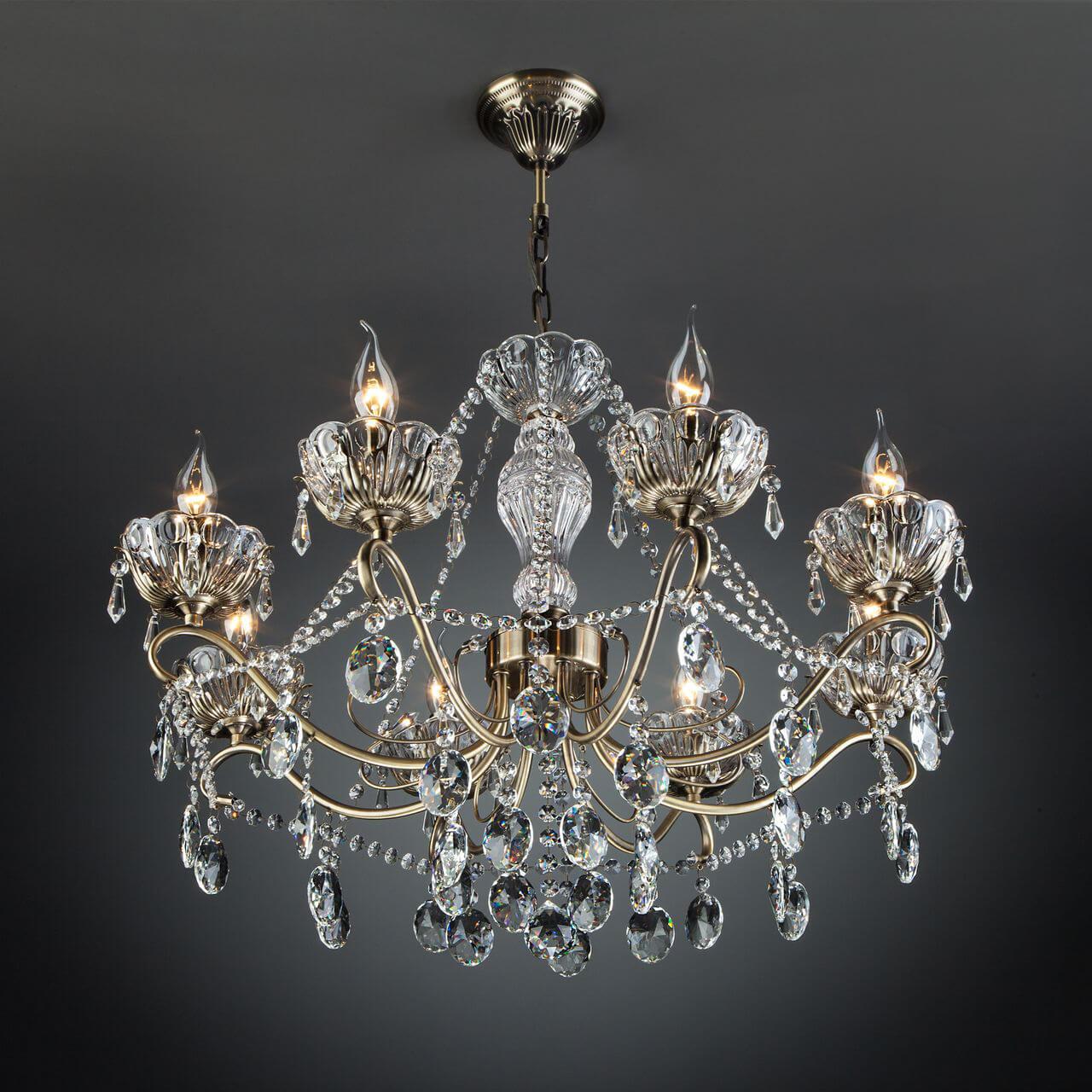 Подвесная люстра Eurosvet 10103/8 античная бронза/прозрачный хрусталь Strotskis EUROSVET ДИЗАЙНЕРСКИЕ, TEODORE 00-3887899 Бронза;прозрачный  - Вид №3
