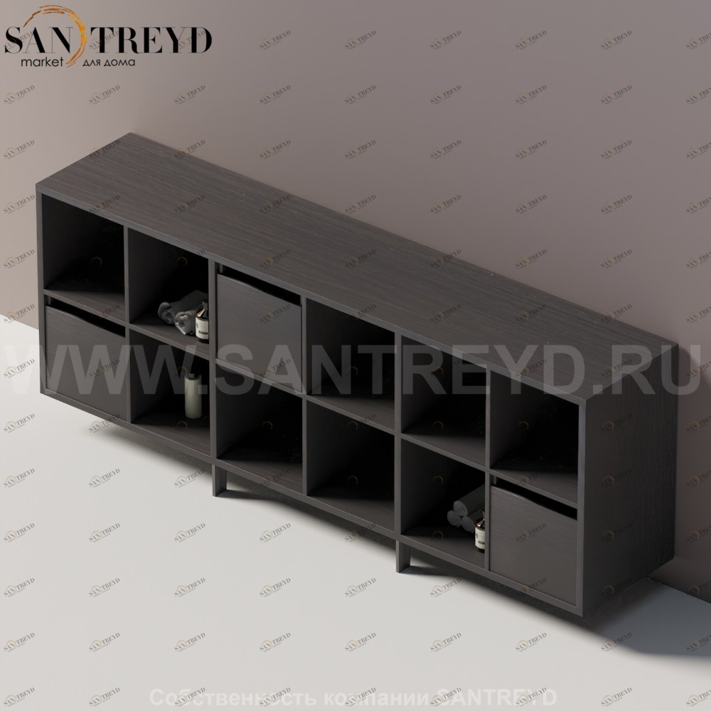 Agape KONTE Горизонтальный шкаф из МДФ под темный дуб с возможностью установки выдвижного ящика AMOB045ORW