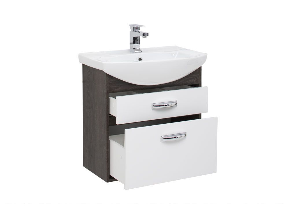 Тумба с раковиной Aquanet Грейс 65 дуб кантербери/белый (2 ящика) 0019837800182642 - Вид №1