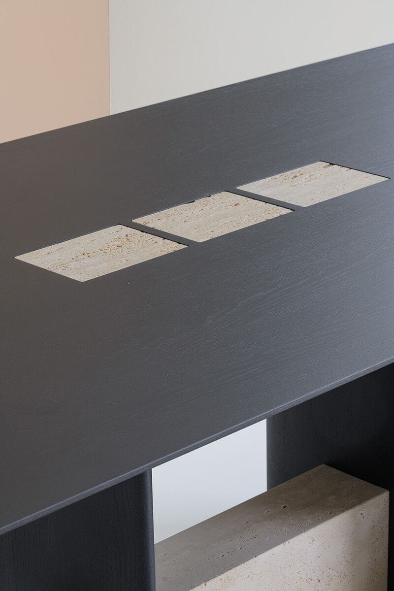 Прямоугольный стол из травертина и ясеня Potocco SYN 956/TR ARCH-00058796 - Вид №3