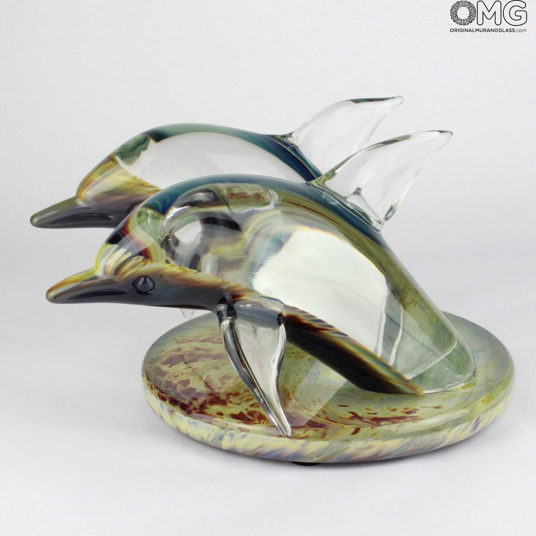1588 ORIGINALMURANOGLASS Скульптура Дельфины - автор Andrea Tagliapietra - муранское стекло 30 см  - Вид №1