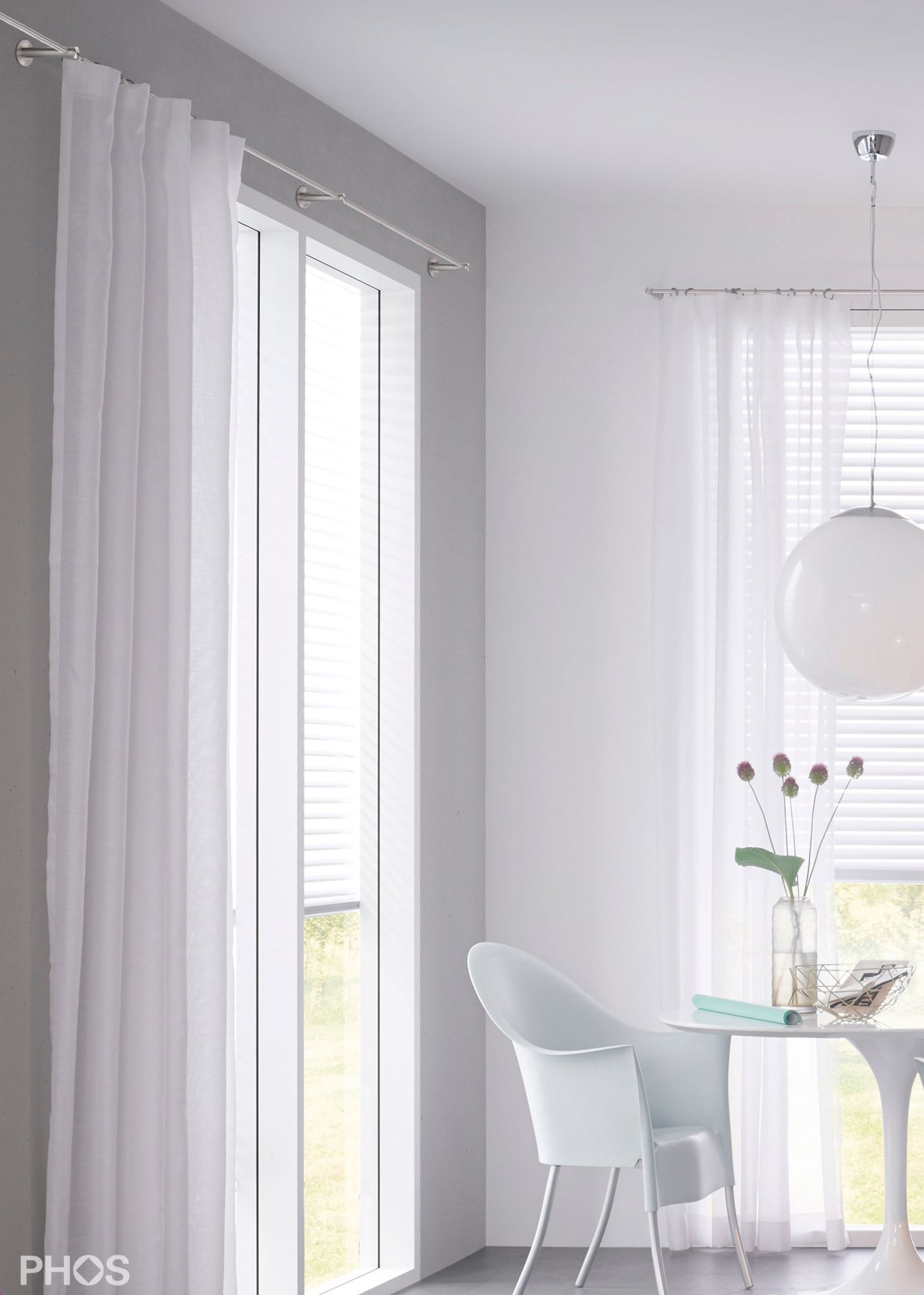 VS20-80E1200 Комплект карнизов: 120 см с 2 концевыми кронштейнами (небольшое расстояние от стены) PHOS  - Вид №3