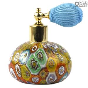 1481 ORIGINALMURANOGLASS Флакон для духов с распылитилем Millefiori Oro Verde - Муранское стекло 9 см