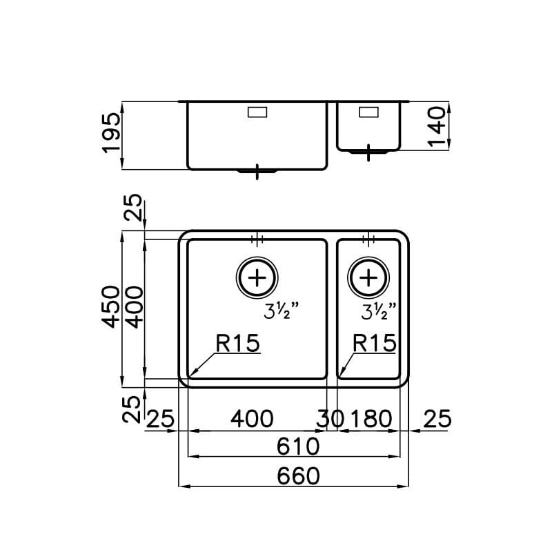 Раковина из нержавеющей стали с одной и половиной ванны Foster Ke ARCH-00053201 - Вид №1