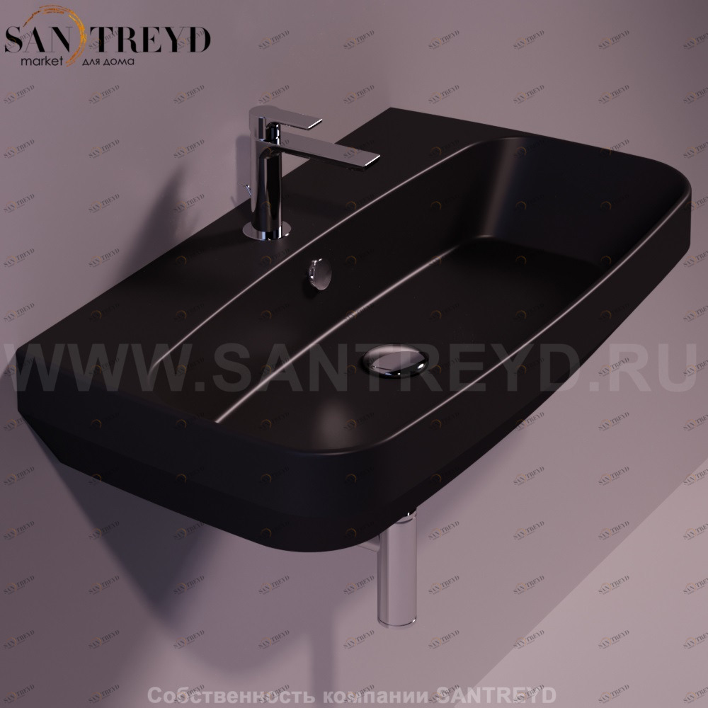 BB12NEROMATT Подвесная раковина настенная прямоугольная Simas Baden Baden черная
