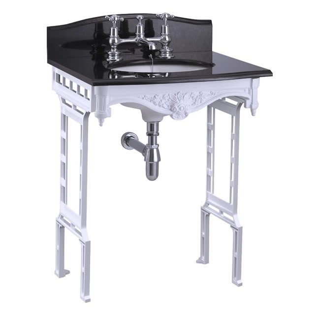 Гранитная столешница на 1,2 или 3 отверстия с подстольем из белого алюминия  Burlington G7 1TH, T43 WHI, G12 65см х 57,5см  - Вид №5