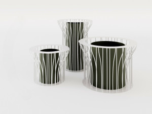 Круглый стальной садовый горшок с порошковым покрытием