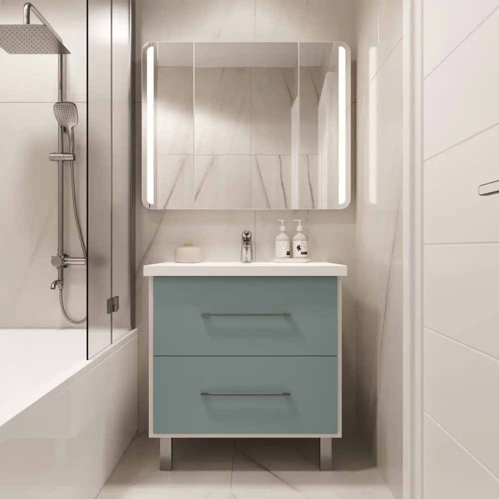 Тумба под раковину напольная «Экко», 80 см, цвет мятный SANFLOR STLM-2002603 - Вид №5