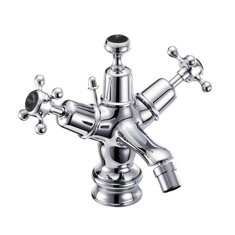 Burlington Смеситель для биде Claremont Regent со сливным клапаном Полный оборот с белым акцентом CLR13  - Вид №2