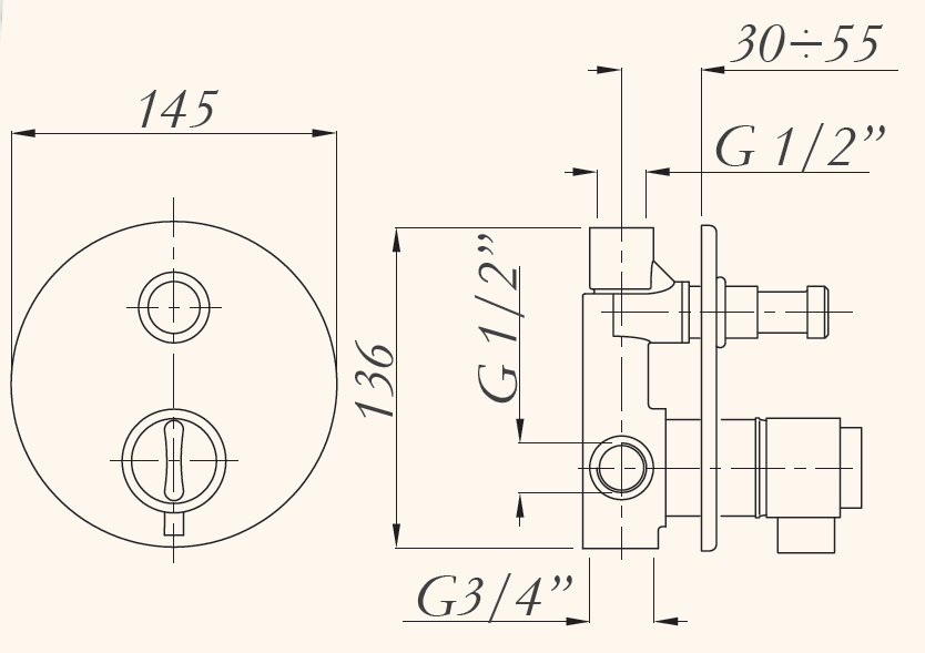 Смеситель MIGLIORE Fortis ML.FRT-5278.CR для ванны и душа с девиатором термостатический  - Вид №1