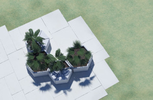 Бетонная шестиугольная плантатор