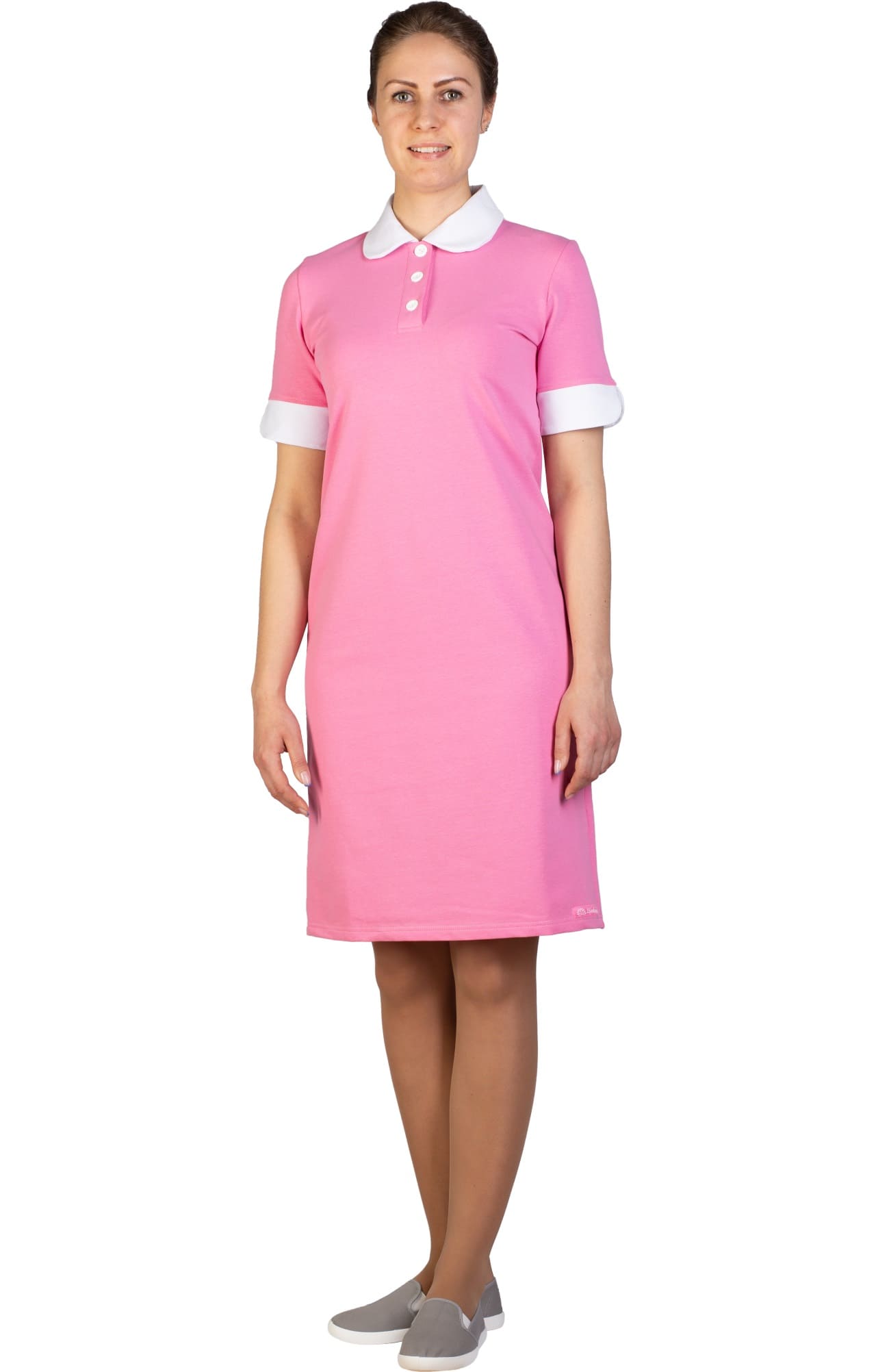 64667 Платье-поло трикотажное цвет PINK (розовый) GRACE  Одежда для обслуживающего персонала  размер 48 (L)  - Вид №2