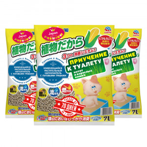 ПР0046984*3 Наполнитель для кошачьего туалета ультракомкующийся растительный с луговыми травами, 7л (упаковка - 3 шт) Japan Premium Pet