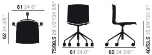 arper 5-спицевый стул на колесиках Catifa 46 sun-id-1353051 - Вид №5