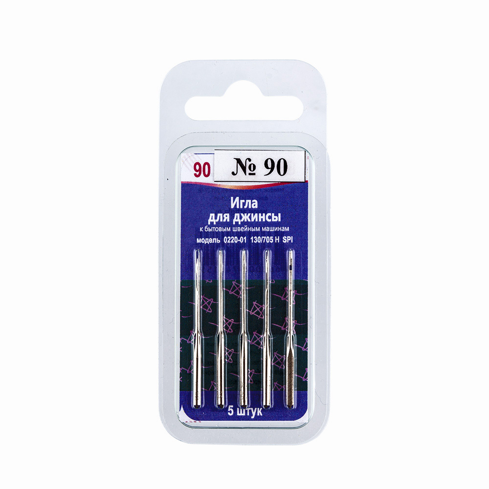 0220-01 (№90-100) Иглы для быт. шв. машин для джинсы 5 шт в блистере № 100 АРТИ 