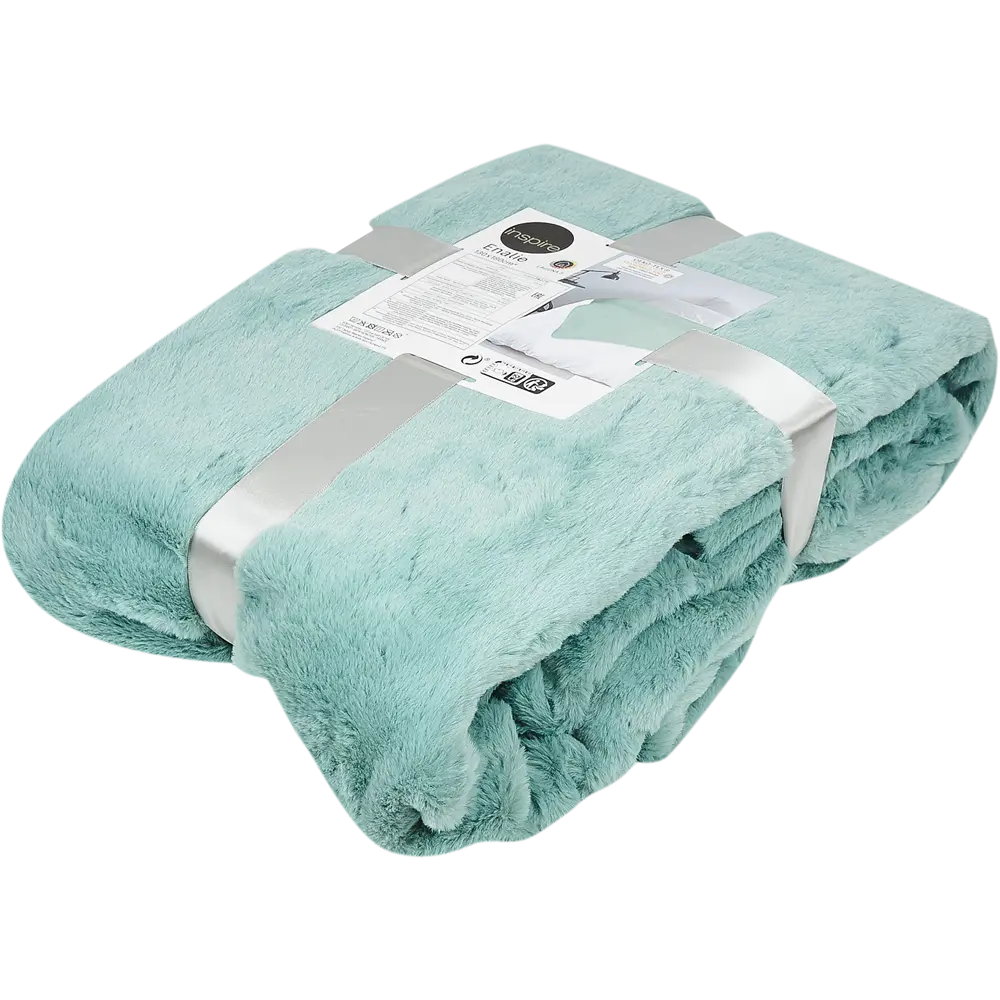 Плед Inspire Enalie 130x180 см искусственный мех цвет светло-бирюзовый 82485719 STLM-2177745 