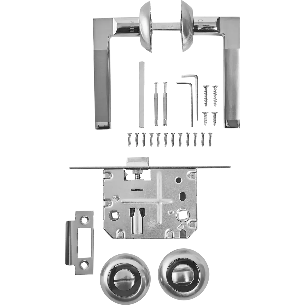 Дверные ручки Punto Polo с запиранием комплект цвет никель/хром STLM-2198127 - Вид №1
