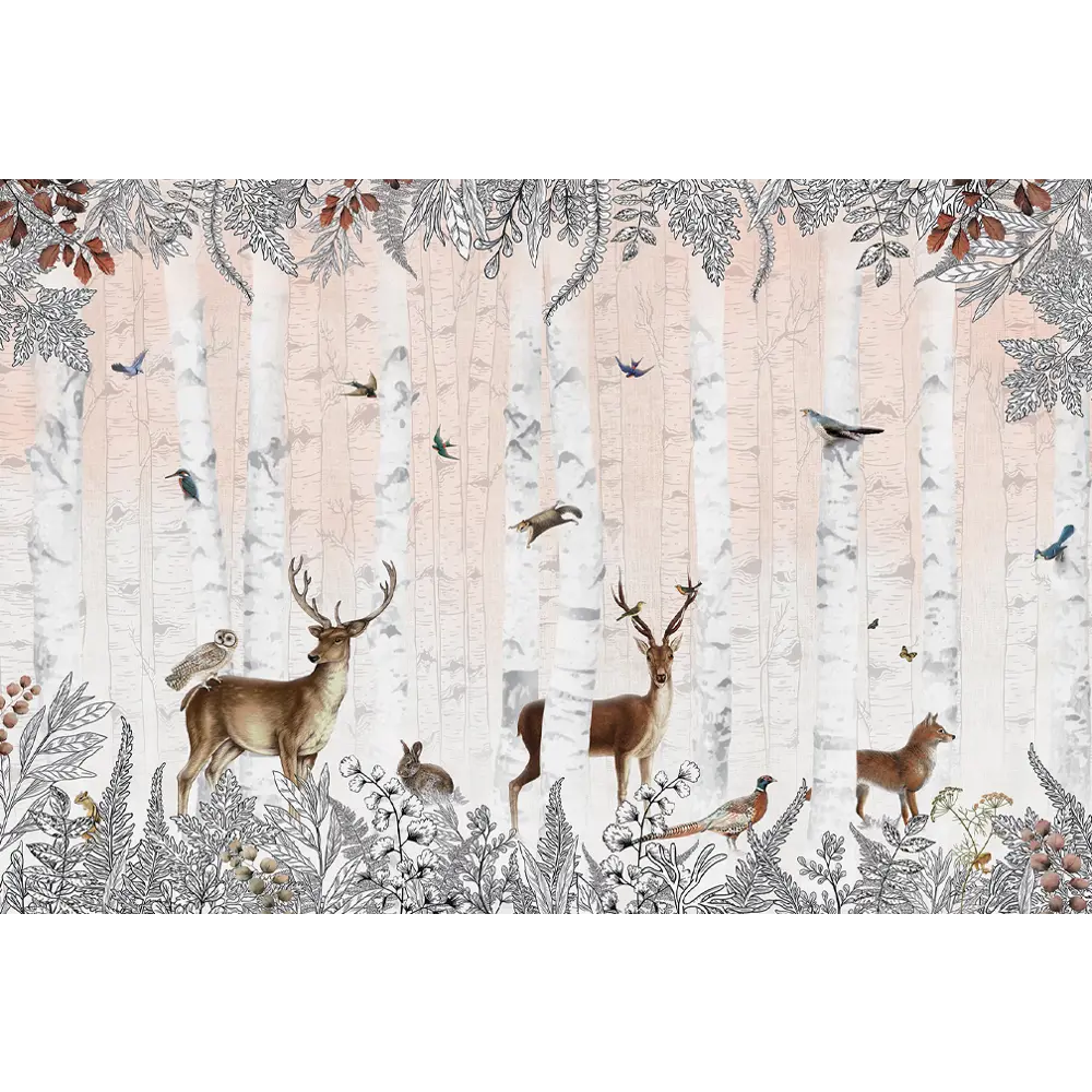 Фотообои В березовом лесу флизелиновые 400x270 см L13-570 FBRUSH 3D FLIZART STLM-2138701