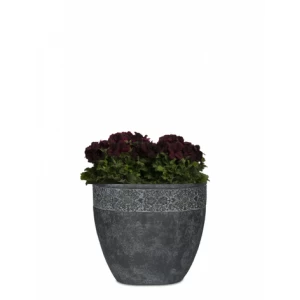 Вазон из искусственного камня с резным бордюром 35 см черный "Пуатье" LE-VILLAGE FLORERO 044754 Черный