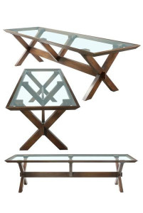 Стол на козлах со стеклянной столешницей на заказ ijlbrown