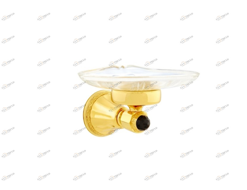 058278.N00.01 Подставка для мыльницы с черным кристаллом сваровски Золото 24К Mestre Adriatica