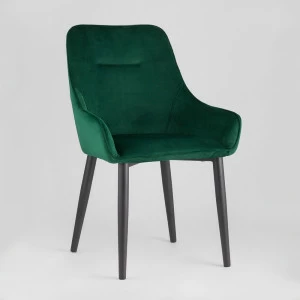Стул с подлокотниками мягкий изумрудный с черными металлическими ножками "Диана" STOOL GROUP ДИЗАЙНЕРСКИЕ 00-3881949 Зеленый