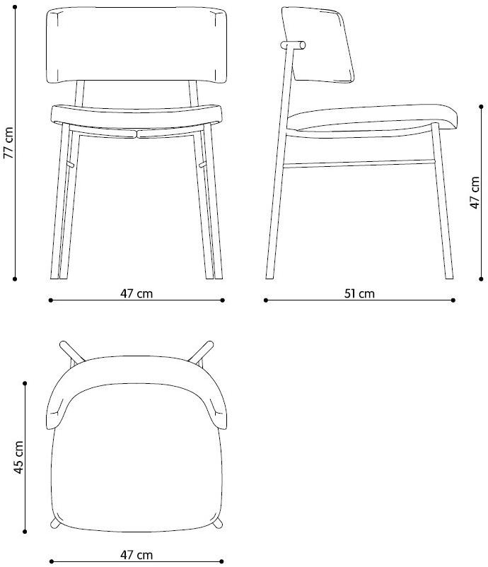 TrabA' Стул с открытой спинкой, обитый тканью Marlen 0161-met-im-marlen - Вид №11