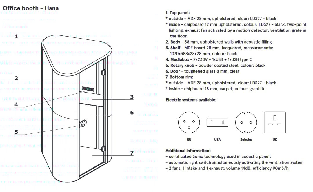 Одноместный акустическая офисная кабина MDD ARCH-00077277 - Вид №18