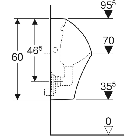 501.655.00.1 Geberit Urinal Narva, Zulauf von hinten, Abgang nach hinten oder unten Geberit  - Вид №4