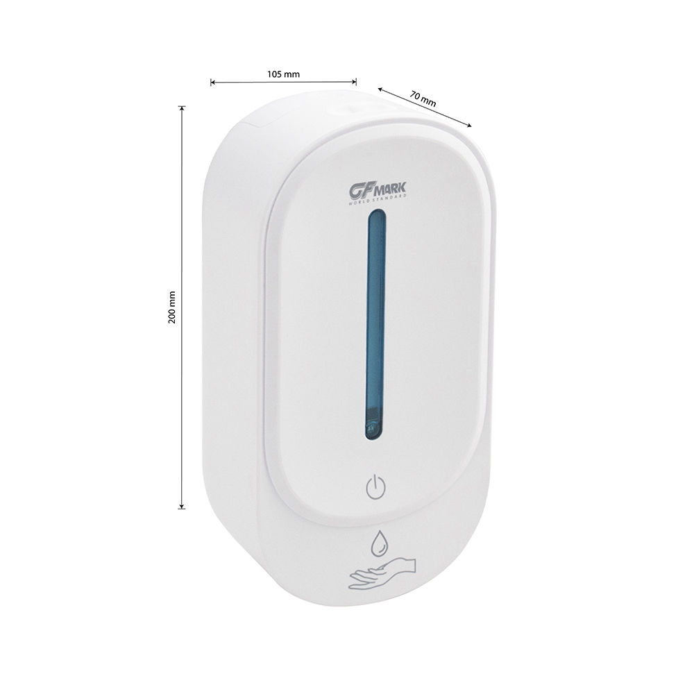 GFmark - Дозатор СЕНСОРНЫЙ, для жидкого МЫЛА, пластик АБС, БЕЛЫЙ, большой, с полоской, 350 мл, питание 4АА, код: 676  - Вид №6