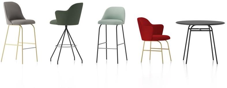 Viccarbe Табурет на козлах из ткани с подлокотниками Aleta sun-id-1501050 - Вид №2