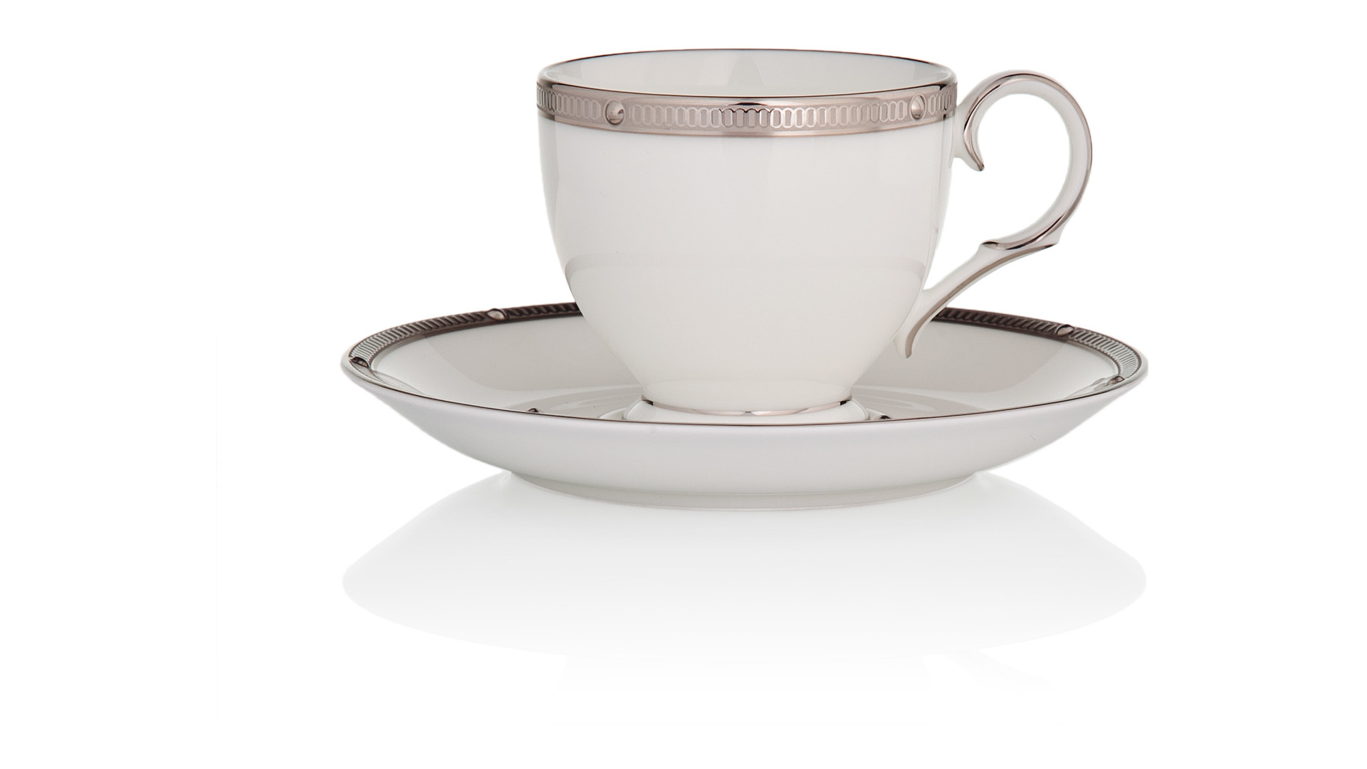 10665448 Noritake Набор из 2 чашек кофейных с блюдцами Noritake "Рочель,платиновый кант" 90мл Фарфор костяной  - Вид №1