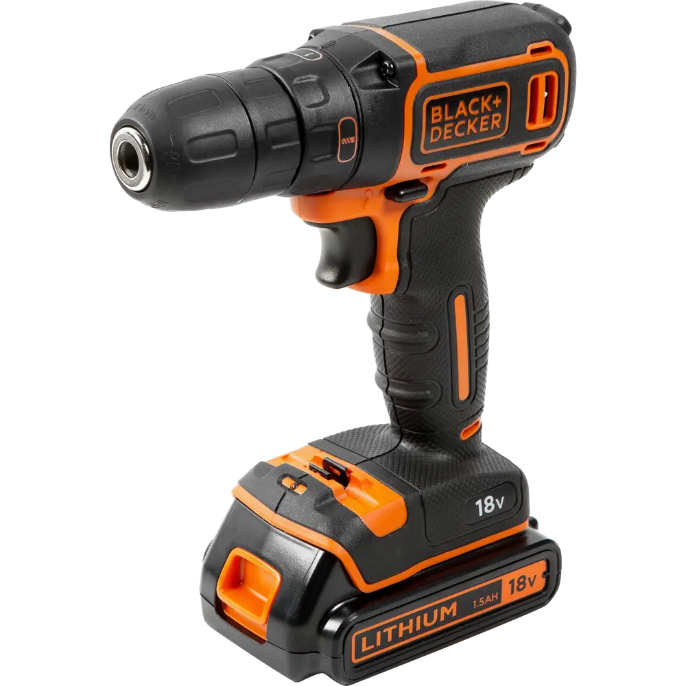 Шуруповерт аккумуляторный Black&Decker BDCDC18K1B, 18 В Li-ion 2х1.5 Ач 82328736 STLM-2027213 BLACK + DECKER 