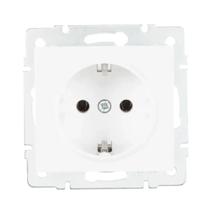 Розетка встраиваемая Lezard Rain с заземлением, цвет белый