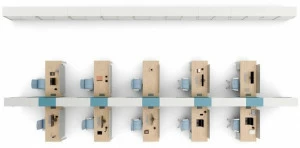 Bralco Рабочее место из меламина с разделительными панелями со встроенной полкой Take off