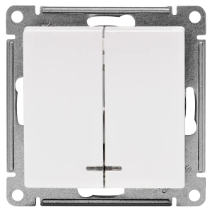 Выключатель встраиваемый Systeme Electric AtlasDesign 2 клавиши с подсветкой цвет жемчужный