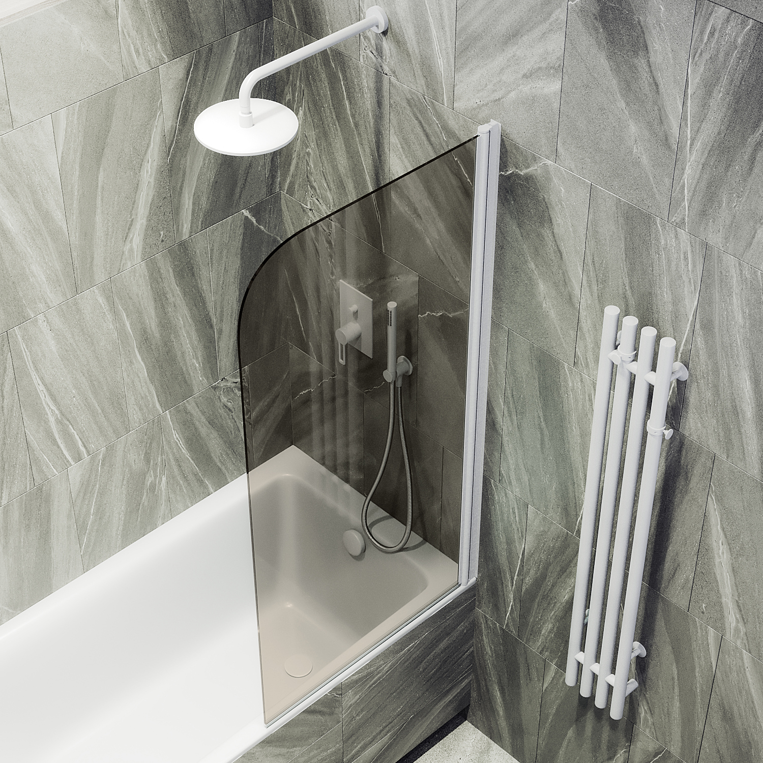 Шторка для ванны поворотная на монопетле ST-622-1 Public Steel